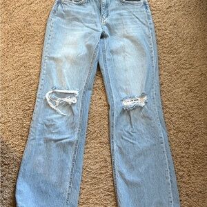Flying Monkey Light Blue Distressed Straight Leg Jeans
